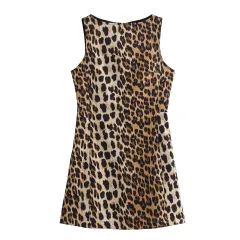 Women's Street Fashion Animal Print Sleeveless Dress - Dress - View 1