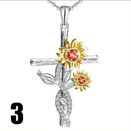 Gold Two-tone Sunflower Love Pendant Necklace