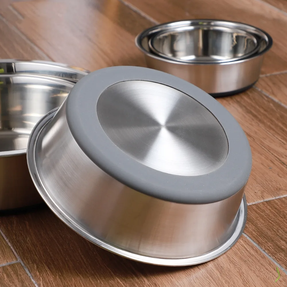 Silicone Pet Bowl Stainless Steel Dog Dog Food Feeding