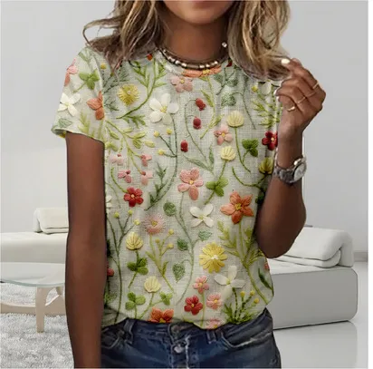 Women's Short Sleeve Striped Round neck Comfortable Casual Top C447 S - Shop at LoveMi