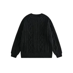 American Retro Twist Knitted Couple Sweater - Black - View 1