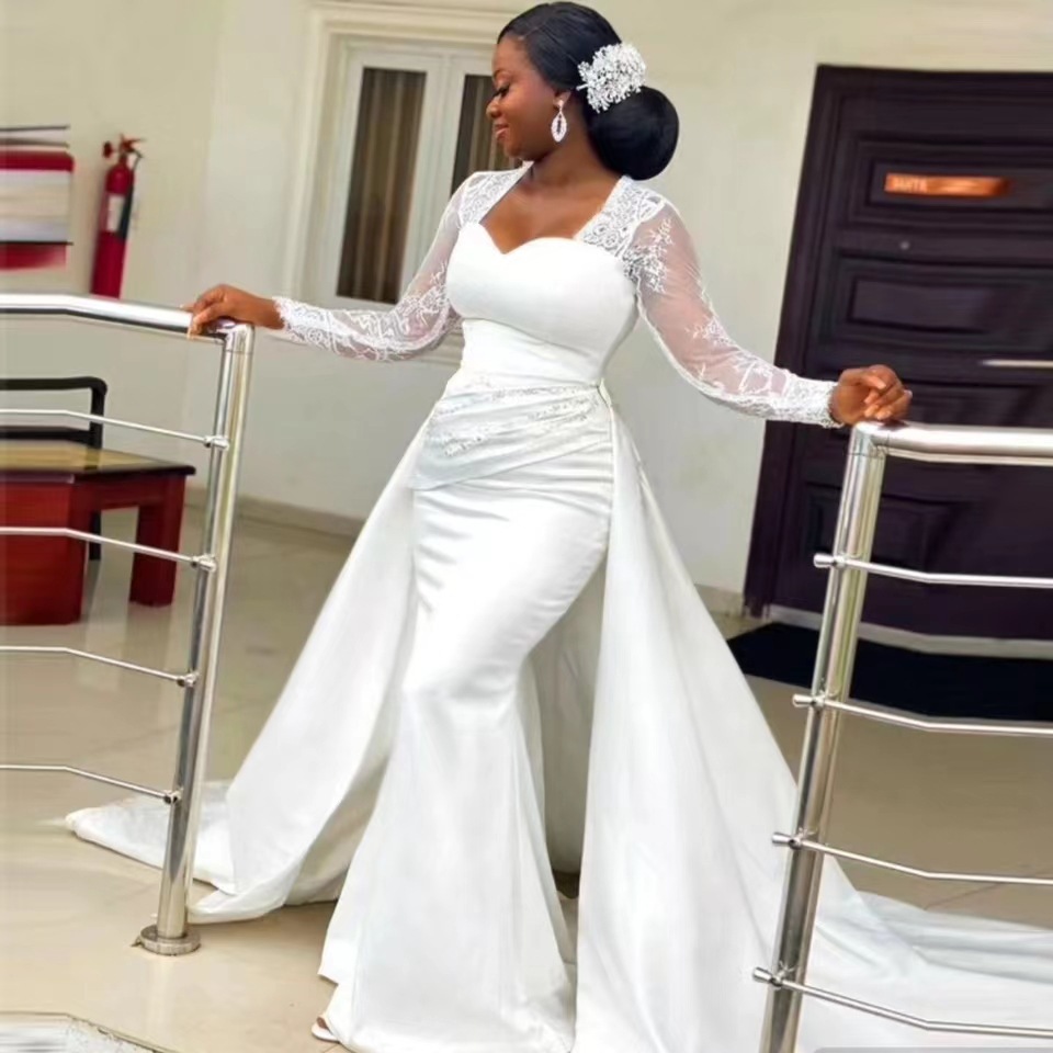 Slim High Waist White Satin Party Bridal Wedding Dress White - Shop at LoveMi