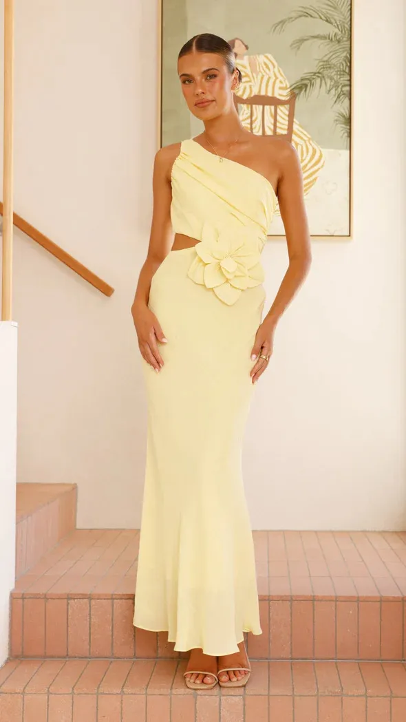 Women's Fashion Pure Color Tube top Dress Yellow - Shop at LoveMi