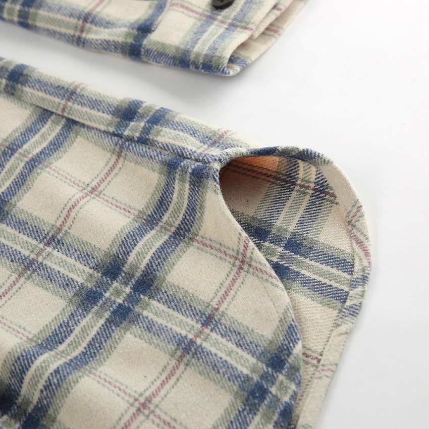 Title 6, Lapel Loose Plaid Long Sleeve Shirt