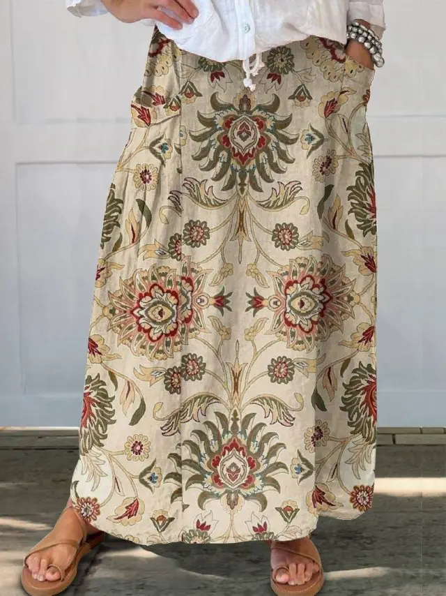 Women's Vintage Printed Classical Floral Skirt 306Bsqby25040549 - Shop at LoveMi