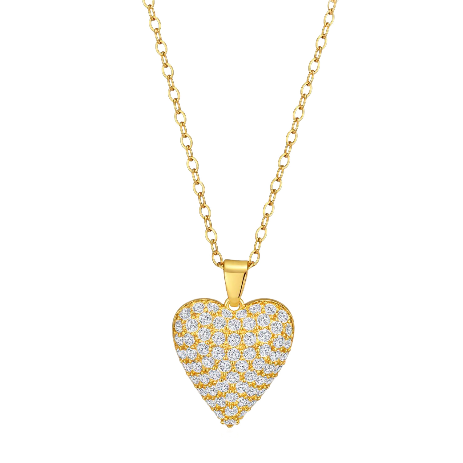 Heart Shaped Necklace With Diamond Inlaid Hollow Design Clavicle Length Chain