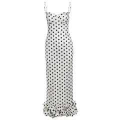 Women's Polka Dot Brace Waist Slim Fit Dress - Dress - View 1