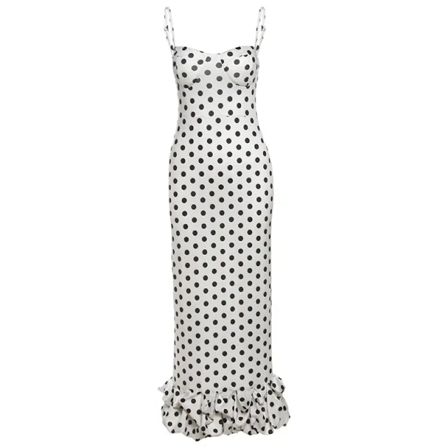 Women's Polka Dot Brace Waist Slim Fit Dress Dress - Shop at LoveMi