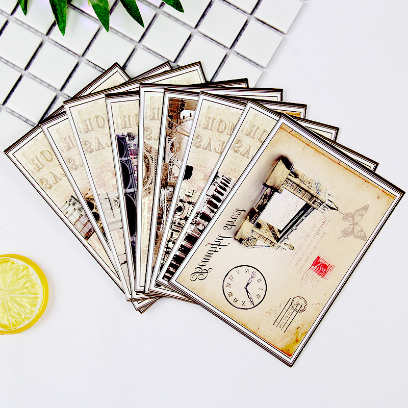 Postcard Personality Cartoon Minimalist Card Retro Paris Tower Historic Site Style - Image 4