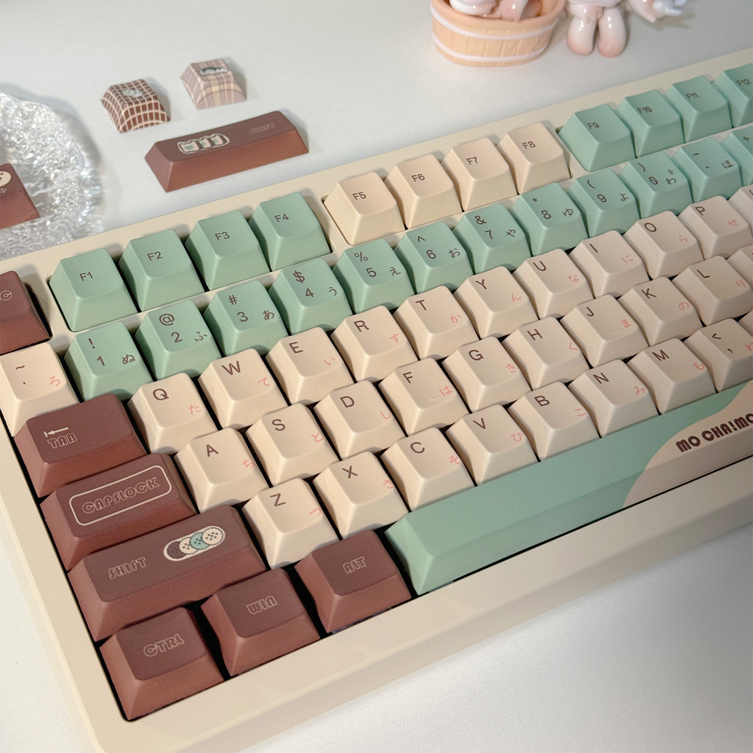 Craft Key CAP Adaptive Cross Satellite Shaft Mechanical Keyboard – Matcha Theme