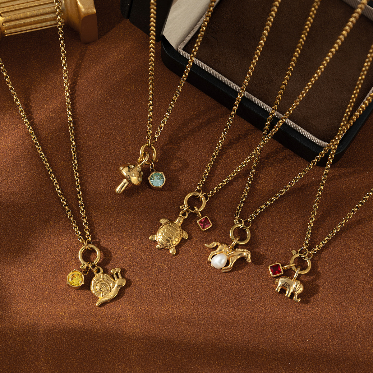 DIY Pendant Mushroom Zircon Necklace