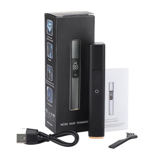 Men's Digital Display Three gear Adjustment Electric Nose Hair Trimmer Black - Shop at LoveMi