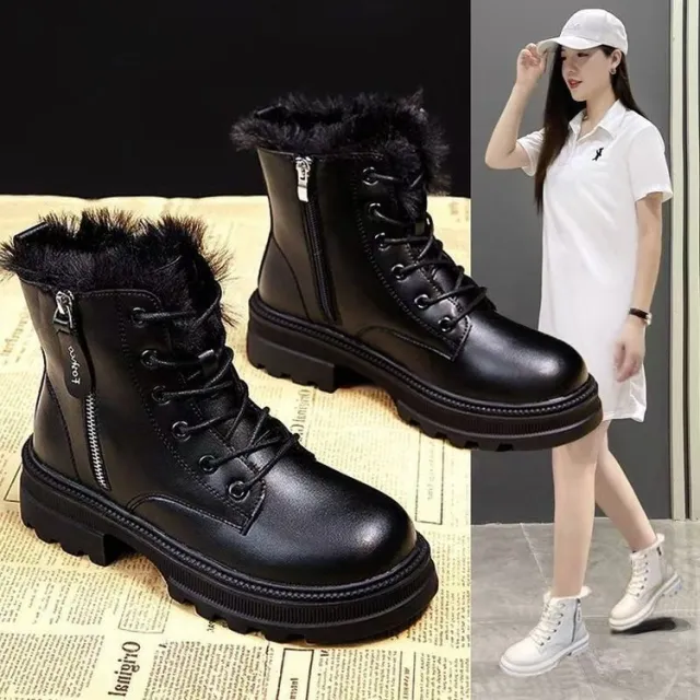Korean Version Fleece lined Autumn And Winter High top Cotton Boots Black - Shop at LoveMi