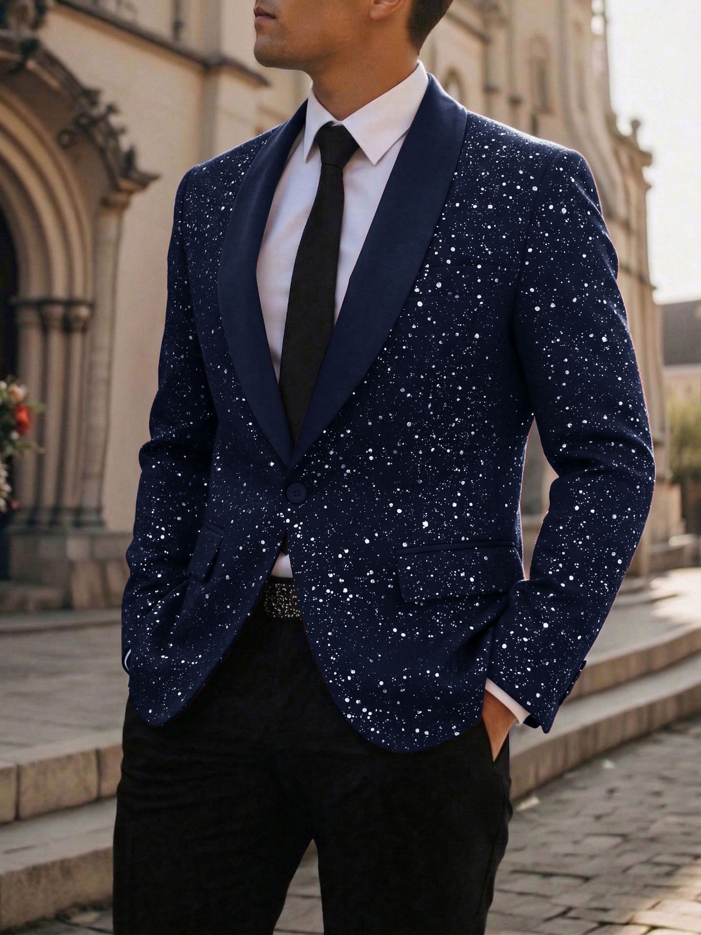 Men's Suit Casual Shiny Banquet Party Outerwear 7