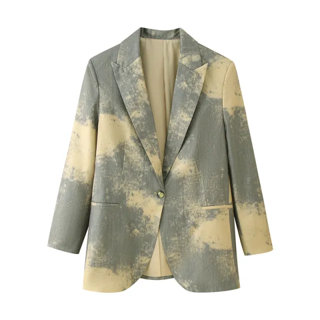 Simple Printed Minimalist Women's Suit Jacket Picture Color Xs - Shop at LoveMi