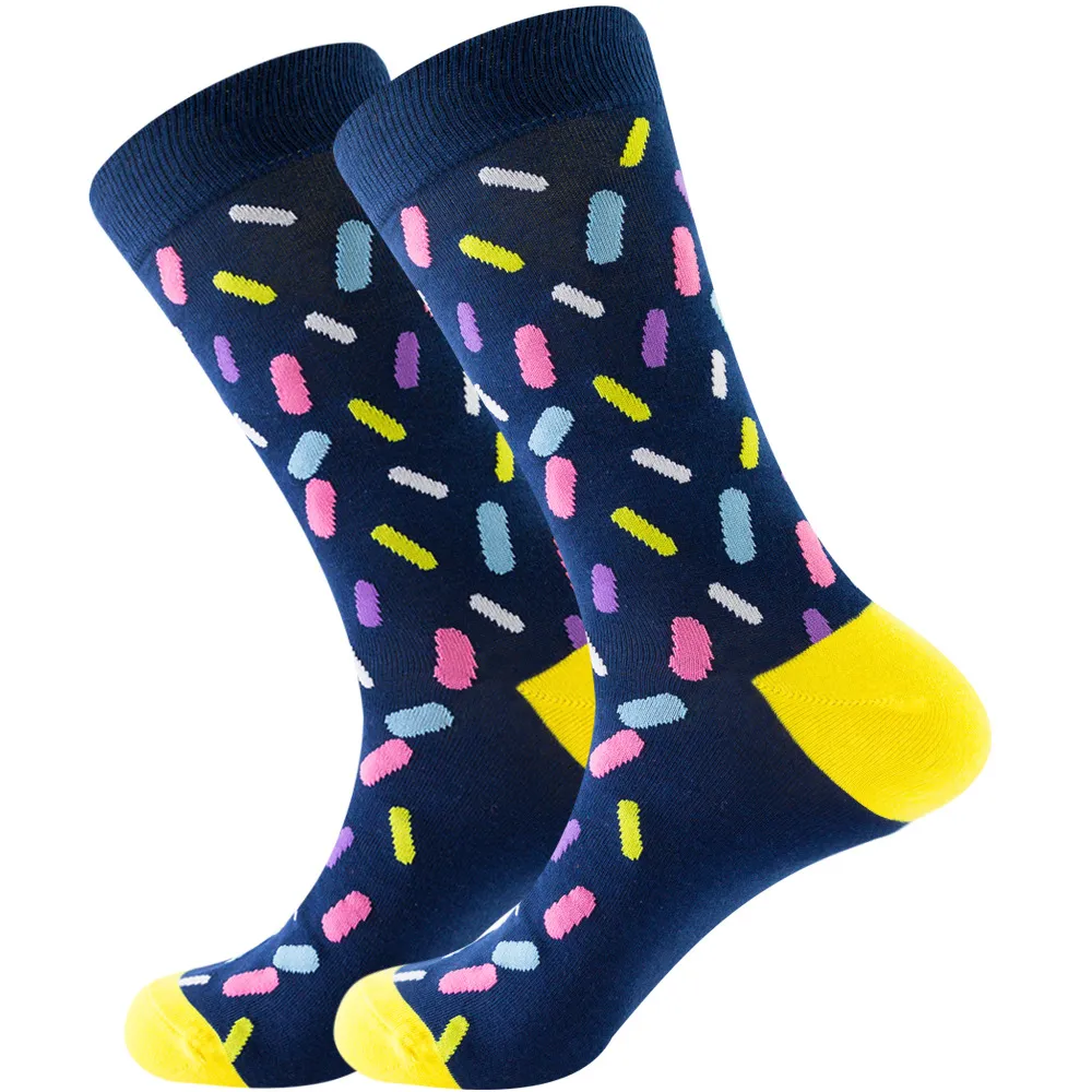 Striped Men And Women Trendy Color Street Cool Tube Socks - Navy Blue Candy