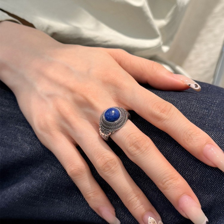 Lapis Lazuli Open Adjustable Womens Ring