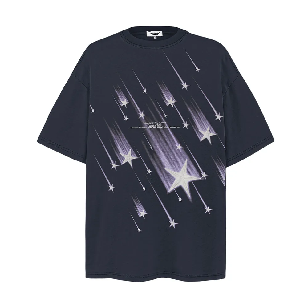 Niche Design Gradient Five-pointed Star Short Sleeve