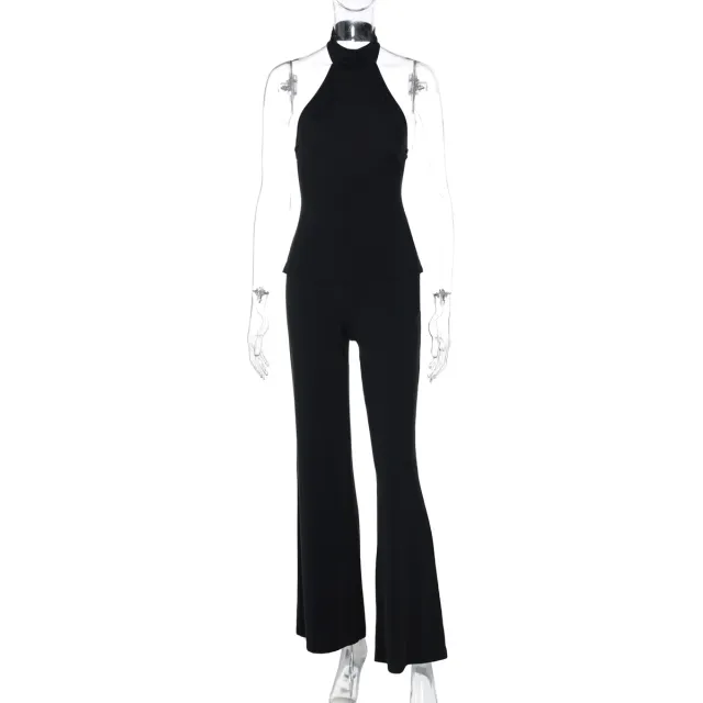 Halter Top Slim fit Long Bootcut Pants Two piece Set Black - Shop at LoveMi
