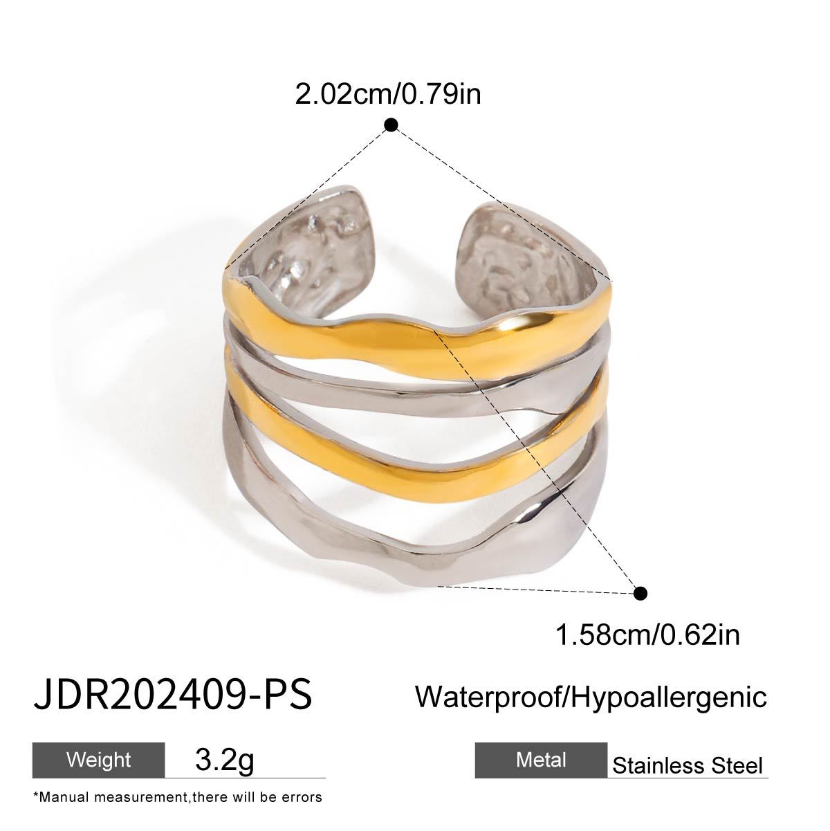 Stainless Steel Wave Open Ring, picture 3 of 5