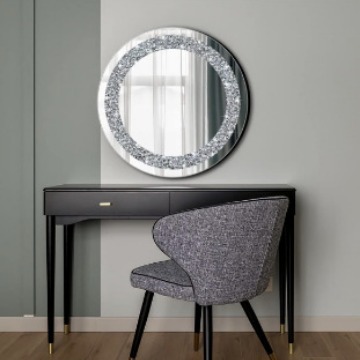 30cm European-style Light-luxury Round Diamond-encrusted Bathroom Mirror - Image 3