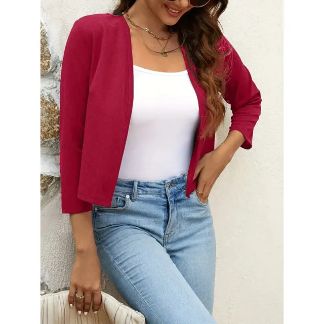 New Solid Color Cardigan Casual Long sleeved Sweater For Women Red - Shop at LoveMi