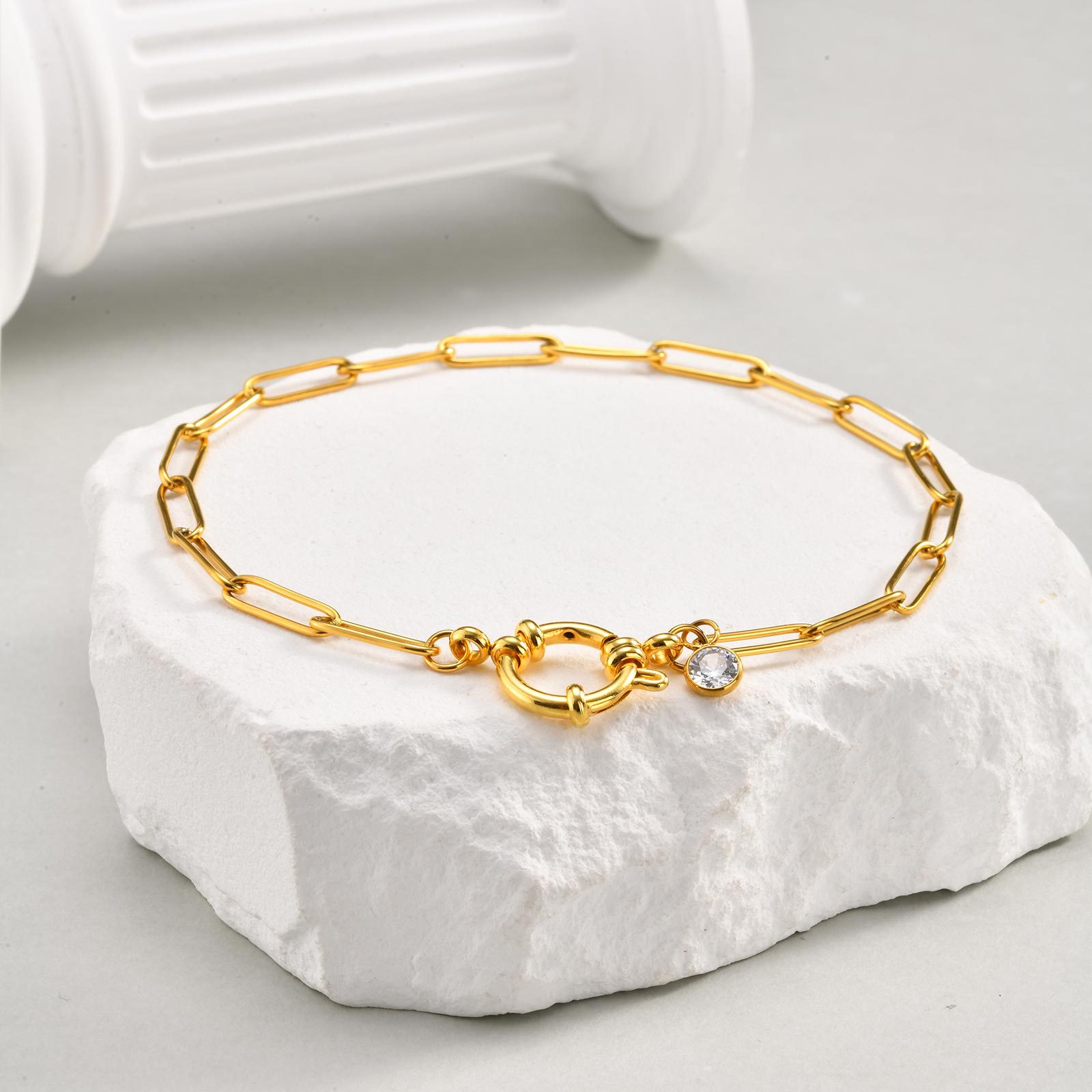 Stainless Steel Rectangular-Link Anklet, picture 3 of 4