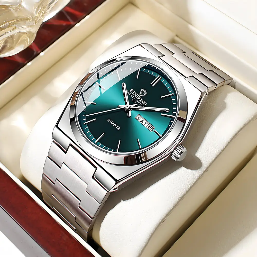Fashion Stainless Steel Buckle Men's Business Casual Quartz Watch
