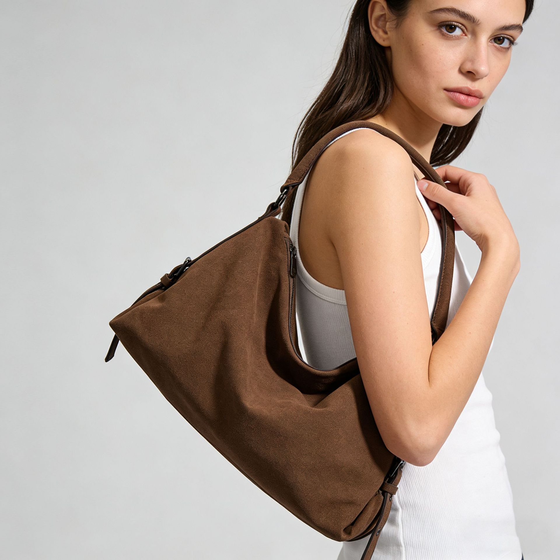 Vintage Suede Large-Capacity Tote Bag
