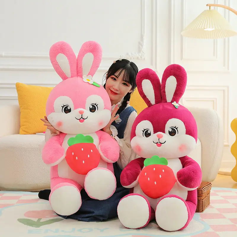 Cross-border New Arrival Cartoon Strawberry Rabbit Plush Toy Doll Doll Pillow Doll
