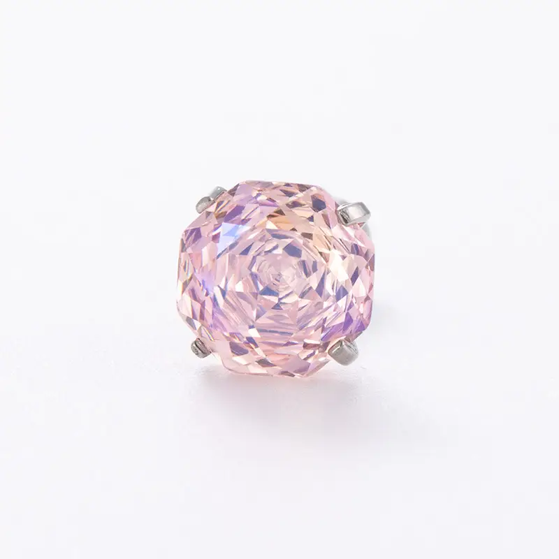High-end, Brilliantly Reflective Octagonal Millennium Rose-cut Cubic Zirconia Stud Earrings
