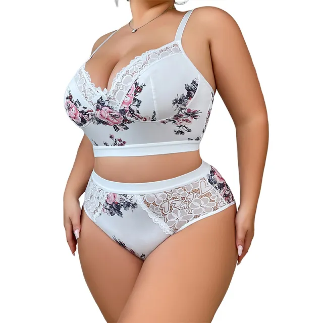Printed Lace Stitching Pure Desire Slip Plus Size Underwear Suit 2Xl Color - Shop at LoveMi