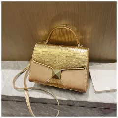 Mining Stone Pattern Stitching Square Pouch Women's Classic All-match Niche Shoulder Bag - Gold - View 1