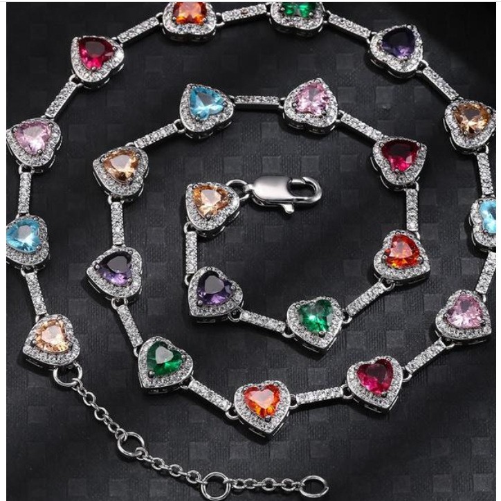 Cubic Zirconia Puzzle Charm Bracelet And Necklace In The Shape Of A Sugar Cube
