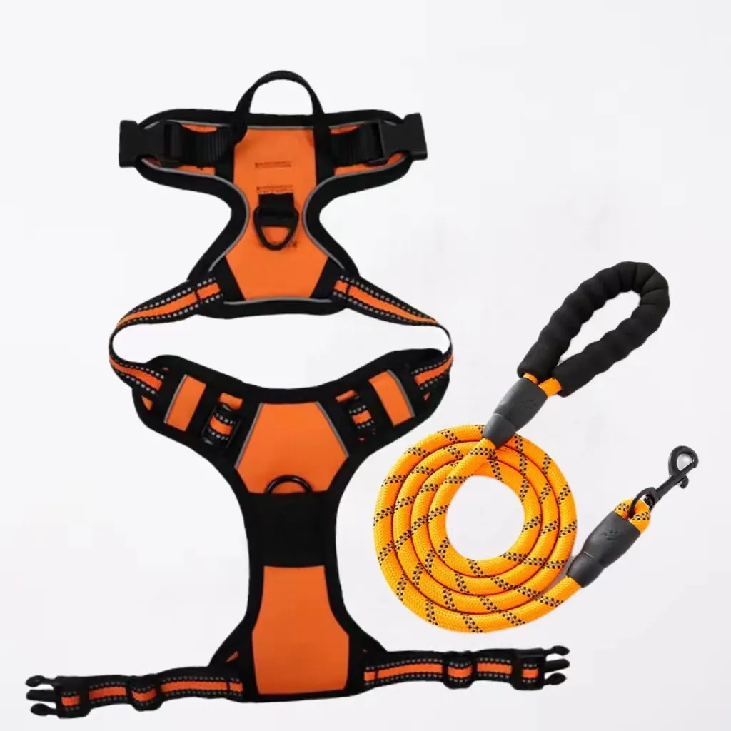 Pet Hand Holding Rope Chest And Back Nylon Dog Rope - Orange 1.5 M Rope
