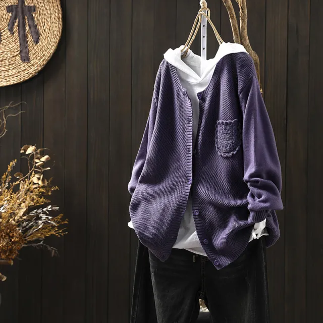Autumn Casual Single breasted Outerwear Top Purple - Shop at LoveMi