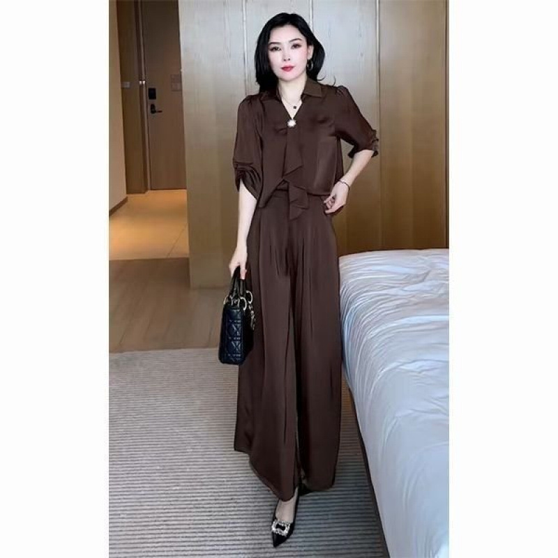 Short-Sleeve Top and Wide-Leg Trousers Set, picture 2 of 5