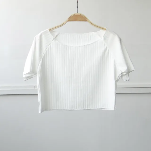 Off shoulder Knitted Bottoming Shirt Women's Top White - Shop at LoveMi