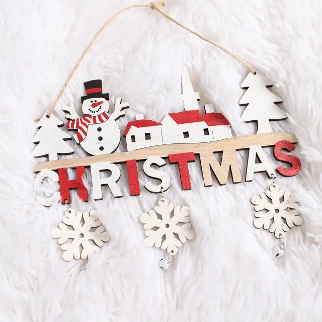 Christmas Wooden Pendant Creative Wooden Ornaments Red Snowman Style - Shop at LoveMi