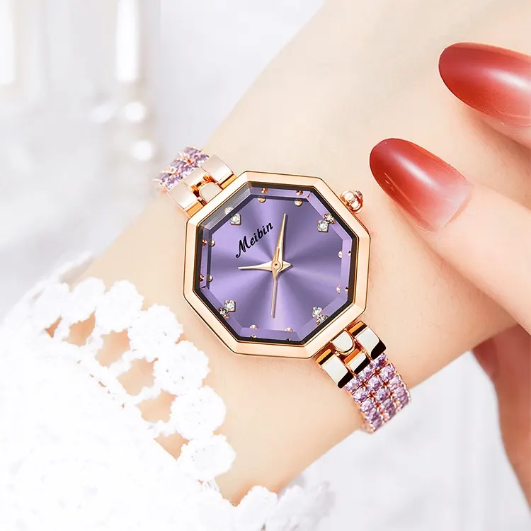 Octagonal Women's Jewelry Buckle Light Luxury Rose Stone British