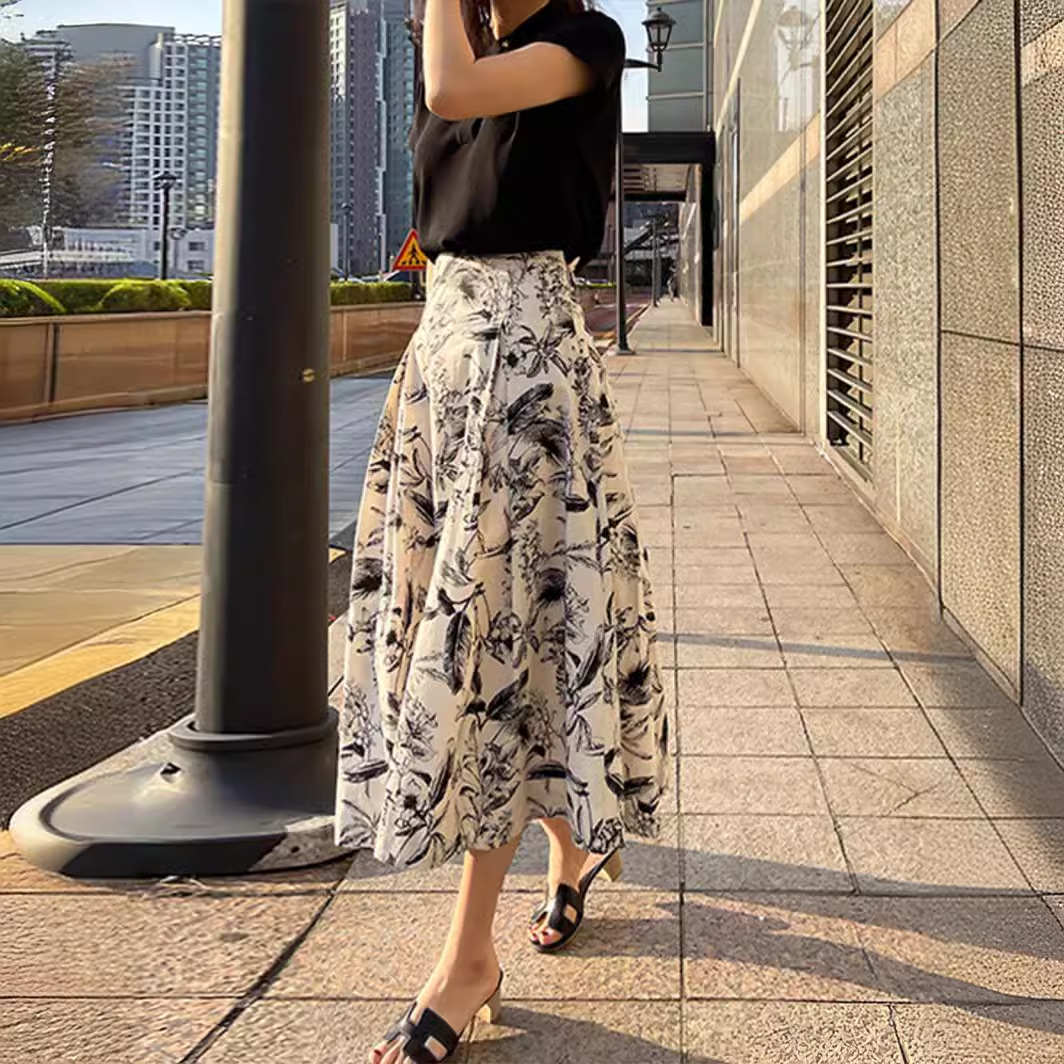 Ink-wash Painting-style Elegant Career Maxi Dress For Women