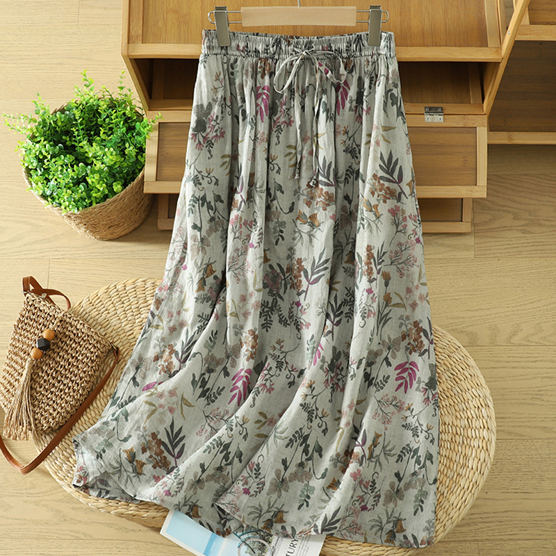 Double-layered Forest-Style Womens Printed Skirt