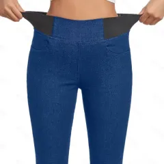 Fleece Padded Jeans Women's Slim Fit All-matching Skinny Pants - Blue - View 1