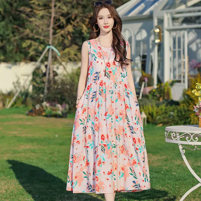 Sleeveless Vacation Cotton Silk Dress No 3 Color - Shop at LoveMi