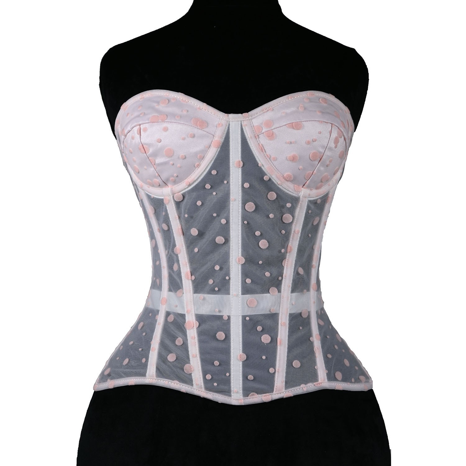 Large, Medium And Small Polka Dot Chest Cup Mesh Bra Top