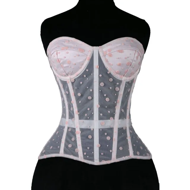 Large, Medium And Small Polka Dot Chest Cup Mesh Bra Top Pink - Shop at LoveMi