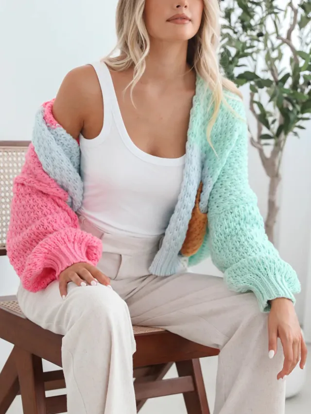 Idle Style Knitted Pocket Sweater Cardigan Coat Green - Shop at LoveMi