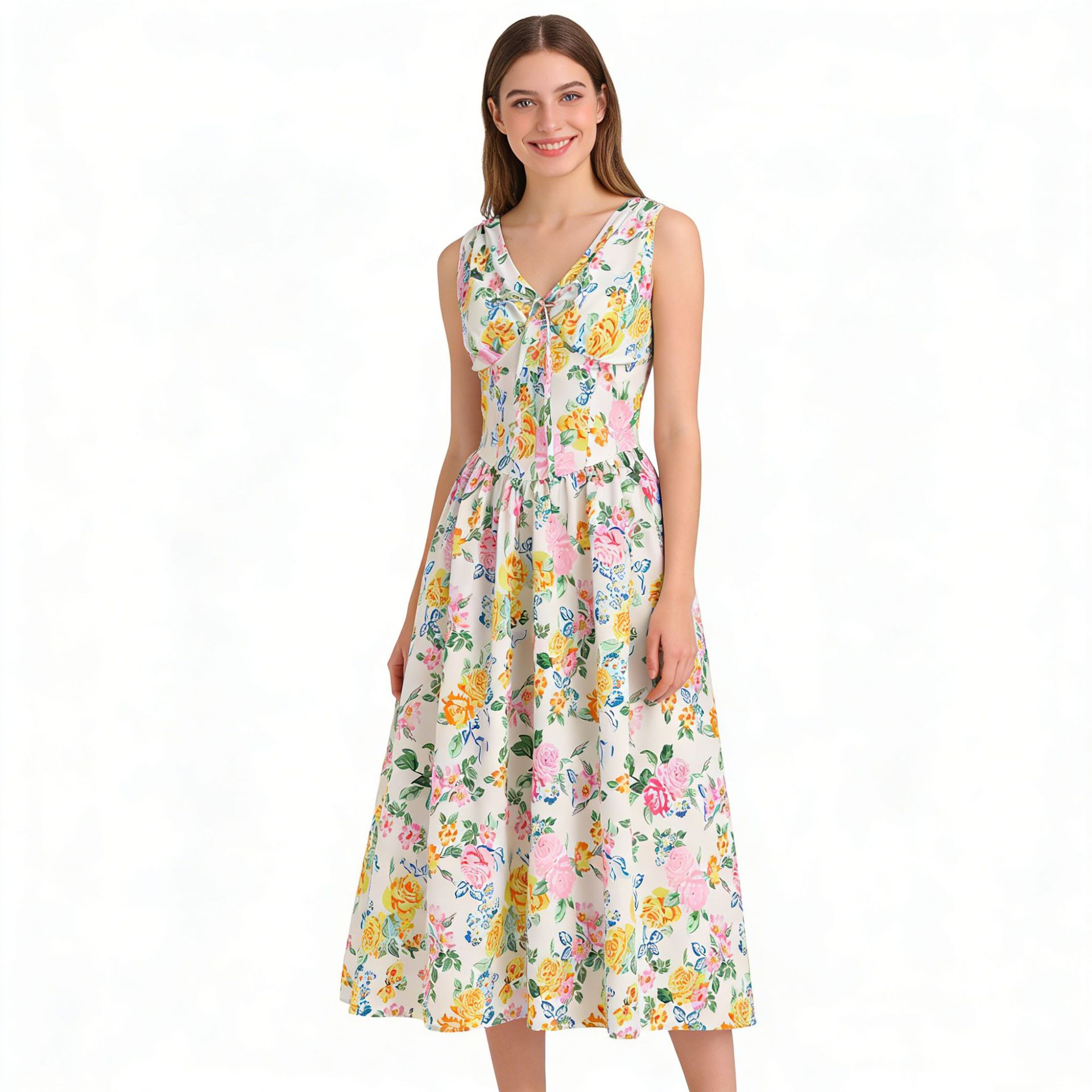 Fashionable French-style Floral Slip Dress For Women