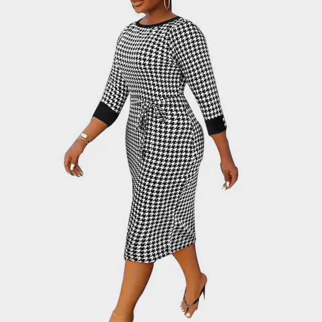 Chevron Plus size Long sleeve Dress Slimming Color - Shop at LoveMi