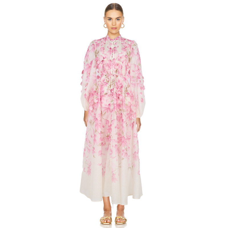 Heavy-Work Embroidered Hanging Flower Long Dress